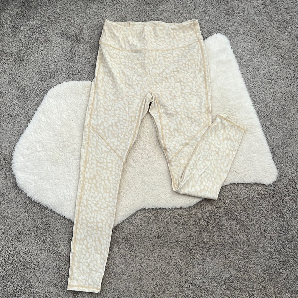 Fabletics Tan Spotted Print Leggings Size Large